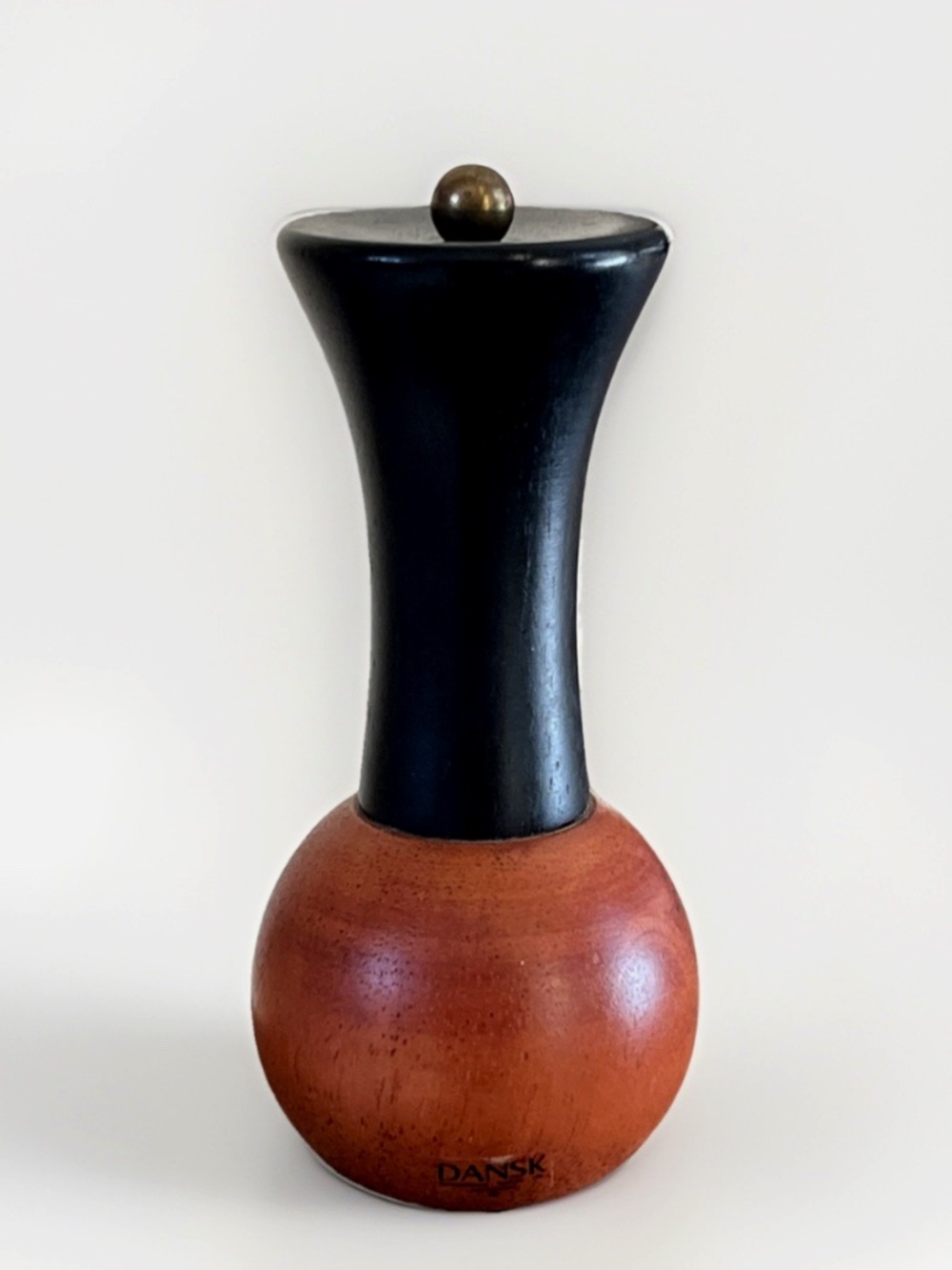 Vintage Dansk Teak MCM Wood Pepper Grinder Mill Black Top Mid-Century Modern